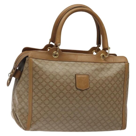 CELINE Macadam Canvas Hand Bag Beige Gold Auth BA1995 - Picture 1 of 16